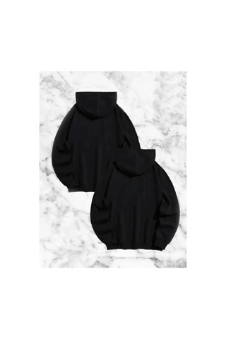 Butik İstanbul Sevgili Çift Kombini Örümcek Baskılı Kapüşonlu Sweatshirt Hoodie - Siyah