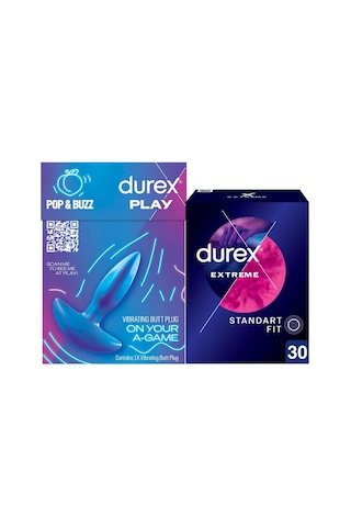 Durex Titreşimli Anal Plug Tıkaç + Durex Extreme Ve Tırtıklı Prezervatif 30'lu