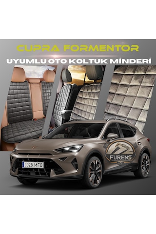 Cupra Formentor Antrasit Renk Tay Tüyü Cepli & Terletmez Sırtlı Oto Koltuk Minder Seti - Koltuk Koruma Kılıfı Ön & Arka Tam Set