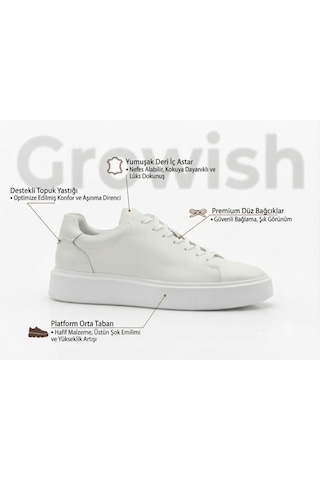 Growish Gr0476 Hakiki Deri Üst Kalite Business Ekru Kırık Beyaz Hafif Eva Taban Beyaz Renk Sneaker Erkek Ayakkabı