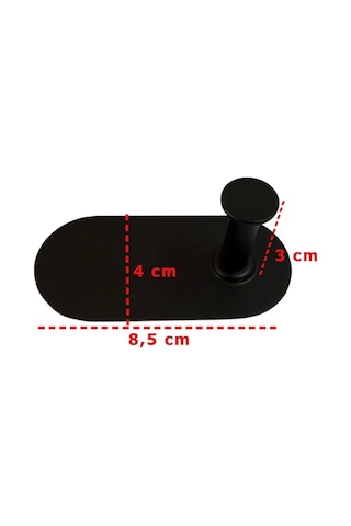 Askılık Yapışkanlı Thincal Oval Tekli Mat Siyah Rengi Pakette 4 Adet Mat Siyah