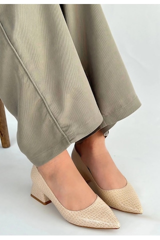 Meort Bej Rugan Topuklu Ayakkabı Bej