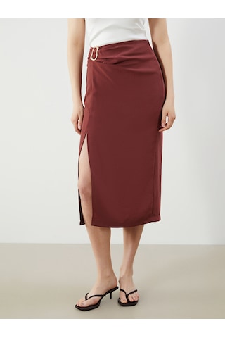 Lcwaıkıkı Classic Bordo Beli Fermuarlı Dar Fit Etek