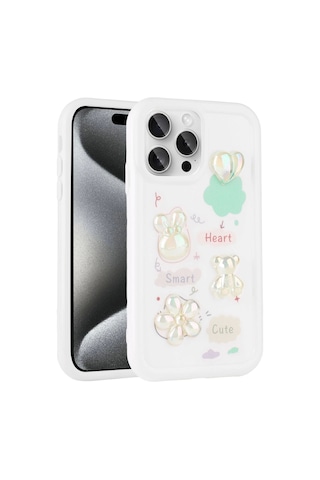 Apple Uyumlu iPhone 14 Pro Kılıf Kabartma Figürlü Parlak Zore Toys Silikon Kapak
