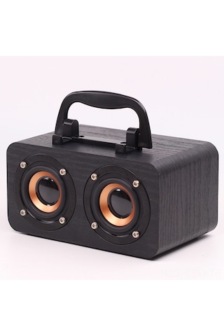 Samdoo Ft-4002 Klasik Ahşap Bluetooth Hoparlör - Kablosuz 10m Menzil, 3wx2 Güç, Bassli Ses, Siyah Ahşap Desenli