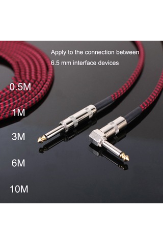 Sones Gitar Bağlantı Kablosu Folk Bas Performans Gürültü Azaltma Dirsek Ses Gitar Kablosu, Boyut: 10m Kırmızı Siyah