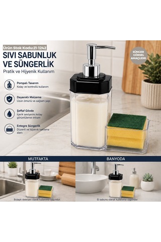Problack Plas 99015 Sıvı Sabunluk Seti - Şeffaf Şişe, Krom Pompa Ve Süngerlikli- 24'li Paket Diğer