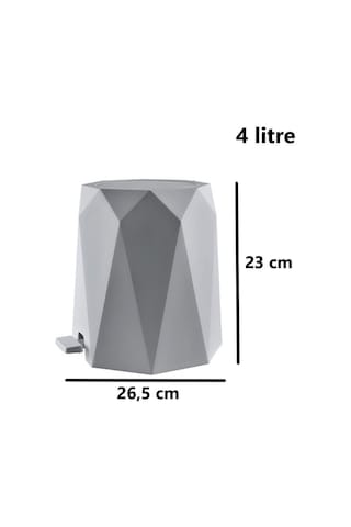 Omnipazar Elf-476 Geo Plastik Pedallı Çöp Kovası 4 Litre Taş Gri