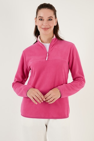 Lela Slim Fit Yumuşak Dokulu Anti-Pilling Tüylenme Yapmayan Yarım Fermuarlı Bayan Polar 5907000 Pembe