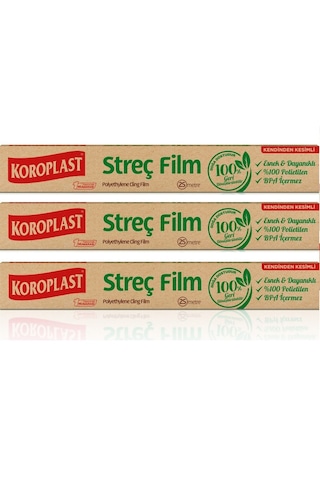 Koroplast Doğal Streç Film 25 Mt X 3 Paket