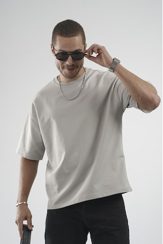King Brich Oversize Kalıp Basic %100 Pamuklu Erkek Tişört Gri