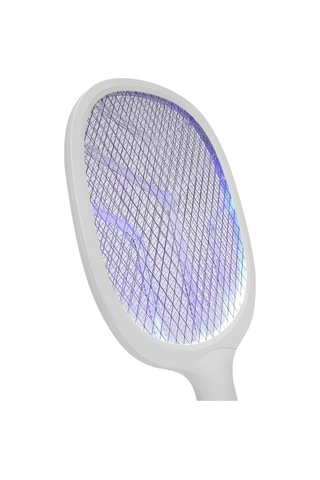 Asonic As-a25 Beyaz/gri 1200mah 3000v Çıkış Uv Mavi Işıklı Şarjli Masaüstü Raket Sinek Öldürücü