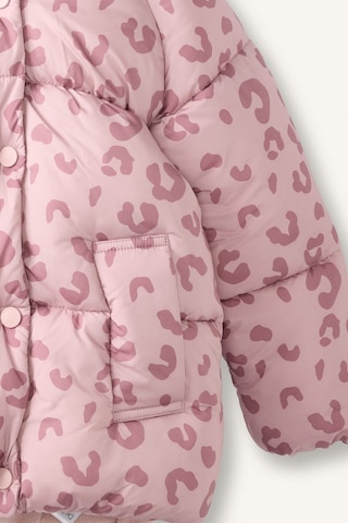 Defacto Leopar Desenli Kapüşonlu Şişme Mont Kız Bebek H3634a526aubr138 Bordo-br138