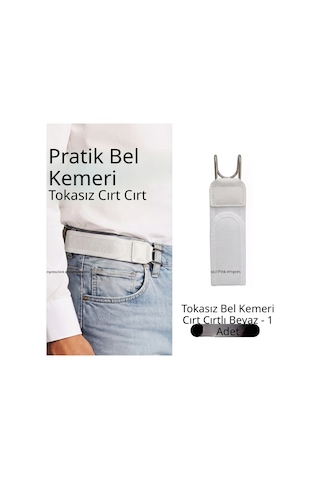 Fıvıont Metal Kancalı Tokasız Elastik Bel Kemeri 2 Adet Set Cırt Cırt Ayarlı Görünmez Pantolon Kemeri, Erkek Kadın Şort Kot Kumaş Pantolon İçin Pratik Lastikli Kemer Beyaz Beyaz