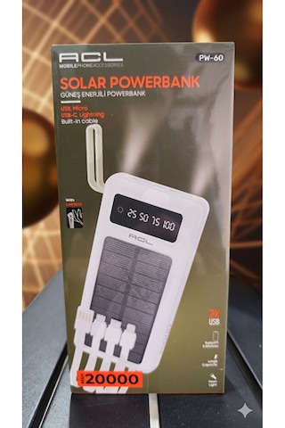 20.000 Mah Solar Güneş Enerjili Powebank - Acl Çoklu Renk