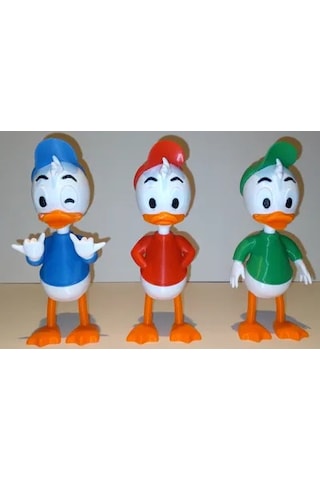 Renkli Çizgi Stil Ördek Figürleri 3 Lü Set 11cm