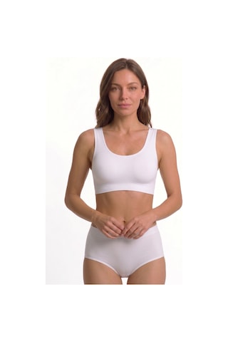 Westicgiyim Kadın Dikişsiz Seamless Spor Sütyeni Pedli Kalın Askılı Büstiyer Beyaz