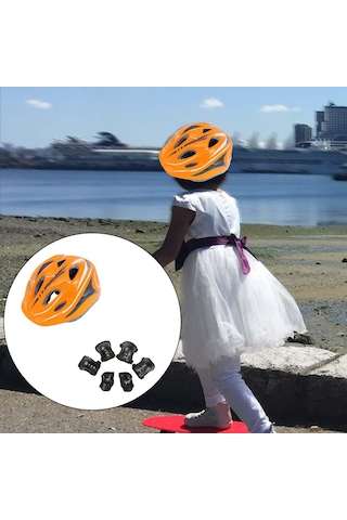 Suntek Çocuklar Koruyucu Dişli Diz Bilek Dirsek Pedleri Turuncu Turuncu