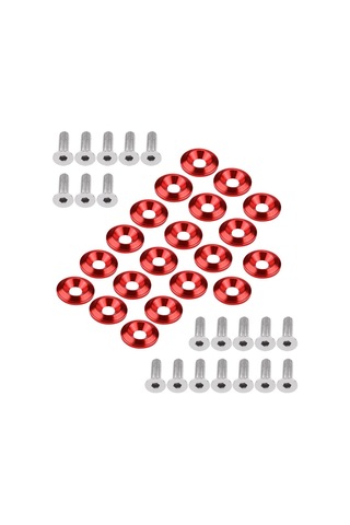 Kosona 20 Adet Kırmızı Otomobil Tampon/şerit Sabitleme Somunu Ve Cıvata Seti - Cnc Alüminyum, Dayanıklı, Evrensel Uyumlu, Dekoratif