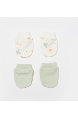 Biorganic Tiny Birds 2'li Bebek Eldiveni 72217 Ekru - Yeşil