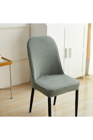 Açık Yeşil 1/2/4/6 Adet Jakarlı Kavisli Sandalye Kılıfı Ofis Koltuğu Arkalığı Kapak Ev Dekorasyon İçin 1-pcs