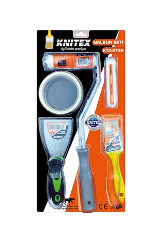 Storeşahin 5 Parça Boyacı Seti Spatula, Kestirme Fırça, Yedek Rulo, Bant, 10 Cm Fırça Shn0720