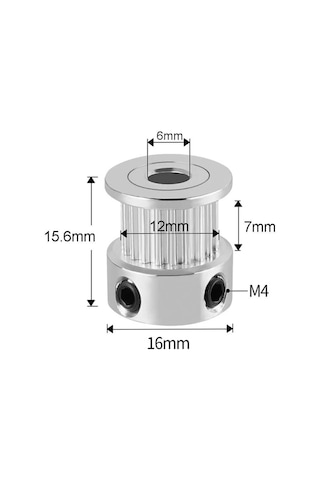 Koodmax Gt2 20x16 Diş 6mm Alüminyum Alaşım Dişli Senkron Zamanlama Kayışı Kasnağı