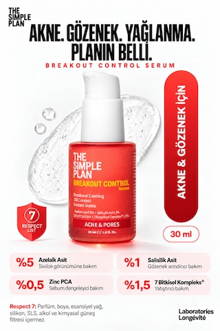 The Simple Plan Breakout Control & Gözenek Bakım Seti - Serum + Tonik + Temizleyici Çanta Hediyeli 3'lü