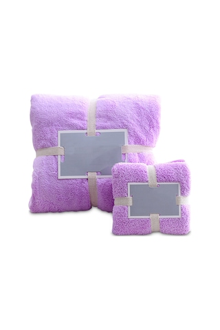 Kosona Mor Koral Fleece Banyo Seti Yıkama Havlu + El Havlu - Yumuşak, Dayanıklı Ve Çok Amaçlı Kullanım Diğer