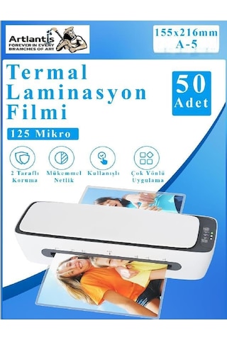 Artlantis Laminasyon Filmi Parlak A5 50 Li 1 Paket 125 Mikron Laminasyon Kaplama Pvc Kaplama Poşeti 50 Adet