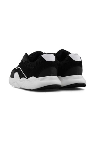 Tarzbu Mega Ortapedik Siyah Renk Fileli Bağcıklı Günlük Ayakkabı Sneaker Siyah