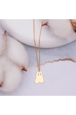 Hayalet Kolye, Gold Minimalist Hayalet Figürlü Kolye, Sevimli Halloween Takısı, Kadınlara Özel Altın