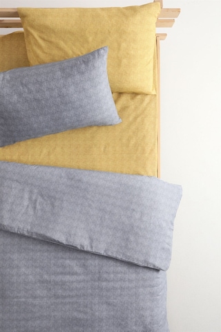 Basic Lastikli Çarşaflı Pamuklu Tek Kişilik Nevresim Takımı - Gri Hardal