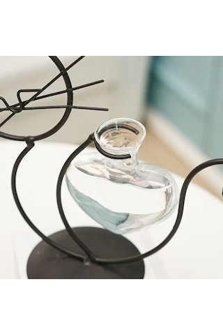 Yunboo Altın Renkli Kedi Figürlü Demir Ve Cam Suluk, Su Bitkileri İçin Ev Dekorasyonu, Norveç Stili Vazo