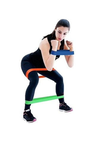 Buğz Pilates Direnç Lastiği Seti 5 Adet Açık Haki