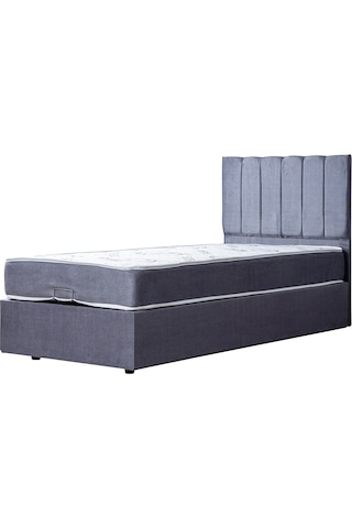 Cesur Tek Kişilik Baza Başlık Letto Yatak Seti Açık Gri 90 x 200
