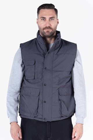 Elyaf Dolgulu Dik Yakalı Yelek Gri