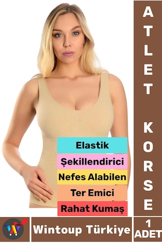 Wintoup Özel Üretim Karın Bel Göğüs Şekillendiren Toparlayan Elastik Konforlu Ter Emici Kadın Atlet Korse Ten