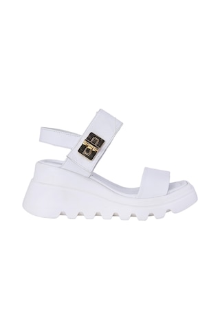 Albishoes Albini 2610401 Hakiki Deri Dolgu Topuk Kadın Sandalet Beyaz