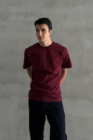 Hyman Erkek %100 Pamuk Oversize Basic T-shirt Bordo