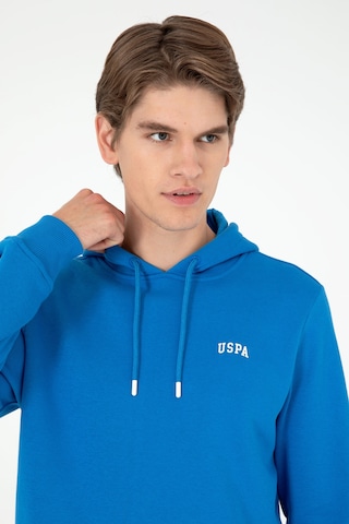 U.S. Polo Assn. Erkek Kapüşonlu Kobalt Mavi Basic Şardonlu Sweatshirt 50295176-VR077
