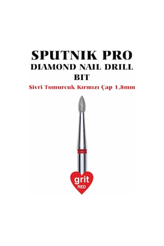 Elmas Sivri Tomurcuk Freze Kırmızı Çap 1,8mm