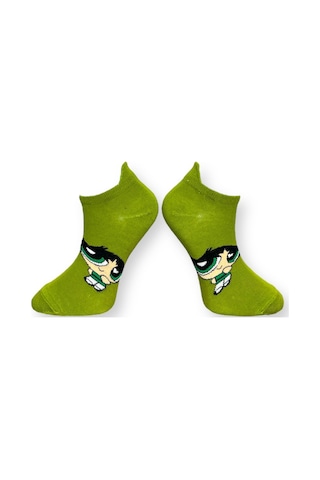 3'lü Unısex Çizgi Film Karakterli Esnek Nem Alabilen Pamuklu Spor Patik Çoraplar Çok Renkli