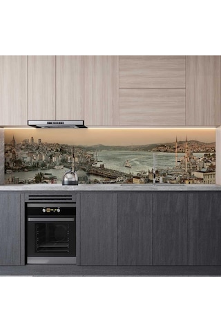 Mutfak Tezgah Arası Folyo Fayans Kaplama Folyosu Panoramik İstanbul