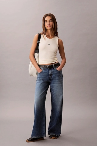 Calvin Klein Jeans Kadın Modal Fitilli Beyaz Bluz Lv044c900g-pba Beyaz