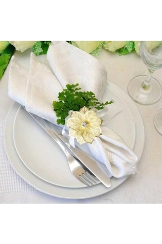 Trendooze Gaojunshop01 Altın Peçete Halkası, Pırlanta Çiçekli Düğün Dekoru Altın