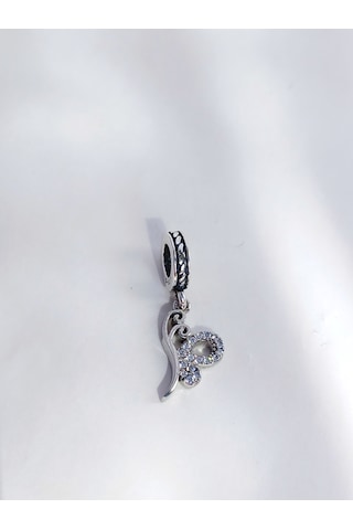 Keskin Gümüş 18 Ayar Altın Kaplama Işıltılı Kelebek Tasarım Gümüş Kadın Charm