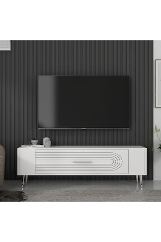 Retrol3ct Tv Sehpası Beyaz-gümüş
