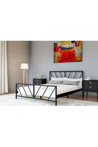 Metalia Gm 227 Gözde Çift Kişilik Karyola Siyah 140X190