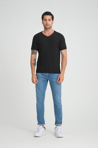Alexander Gardi Alexandergardı Fitilli V Yaka Regular Fit T-shirt E24-74602 001
